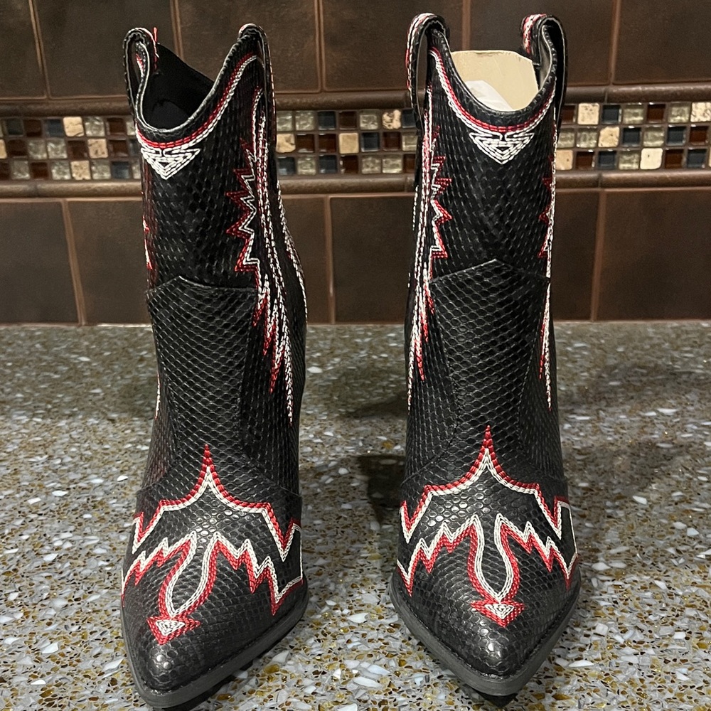 Stylish Black and Red Western Boots